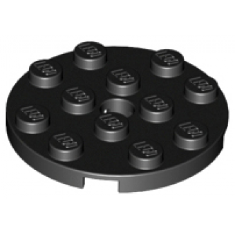 plaat rond 4x4 met gat black